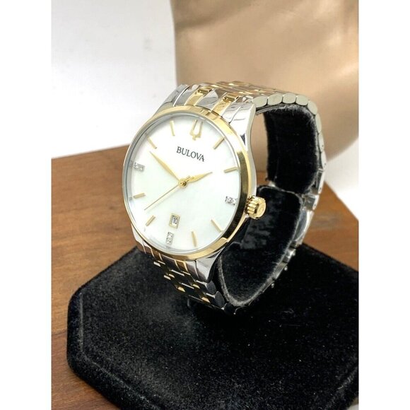 Bulova Women's Watch 98P201 Quartz Diamond Mother of Pearl Dial Two Tone… - Picture 2 of 13